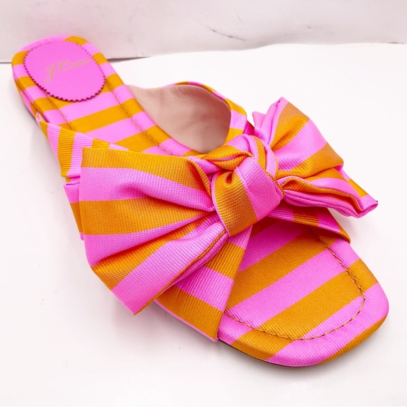 🆕{J. Crew} Abbie Striped Tie Silk Bow Sandals - Picture 2 of 16